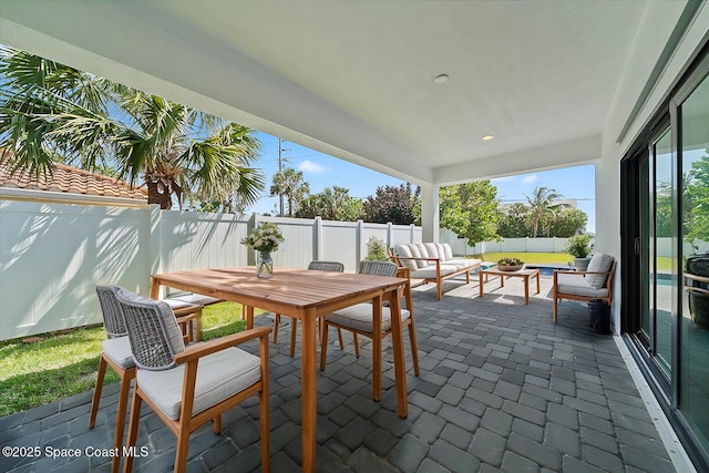 view of patio / terrace with an outdoor living space