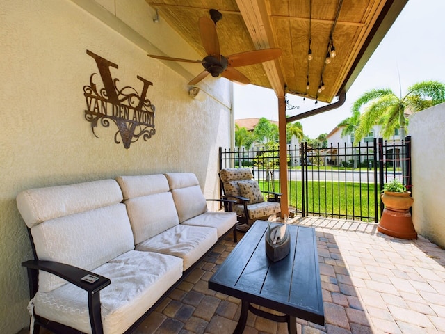 view of patio / terrace with ceiling fan