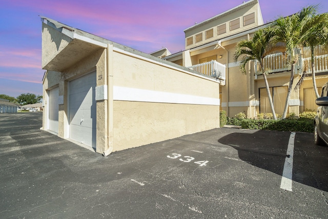 exterior space with a garage