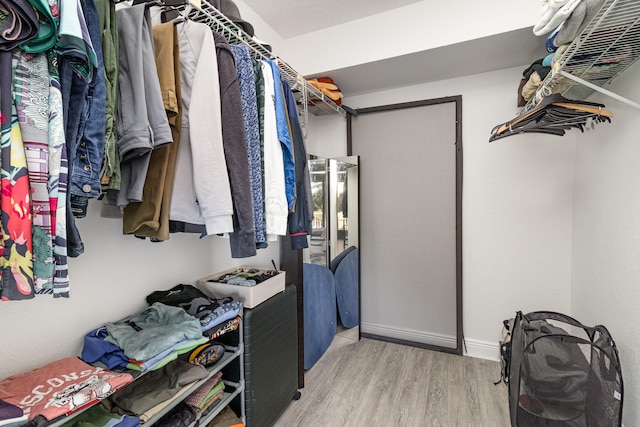 spacious closet featuring light wood-type flooring