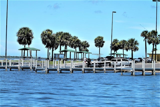 dock area featuring a water view