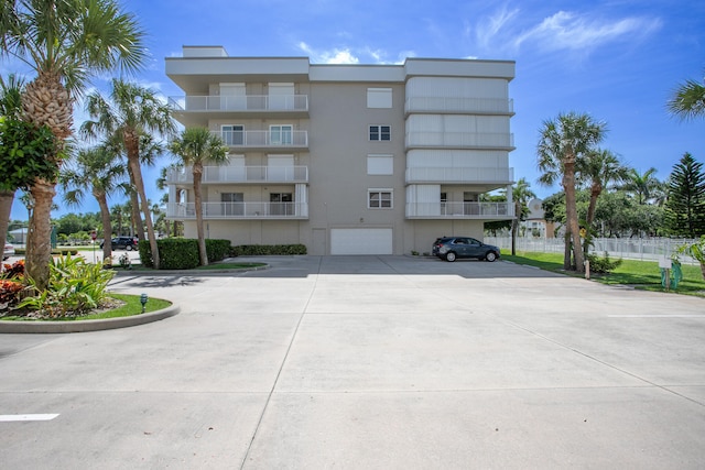 view of building exterior featuring a garage