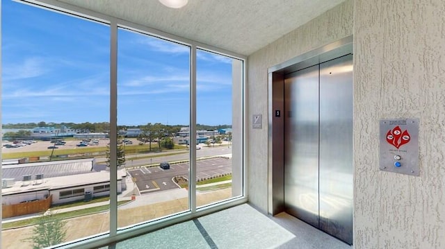 sunroom with elevator