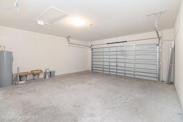 garage with electric water heater