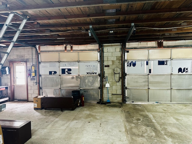 garage with wood ceiling