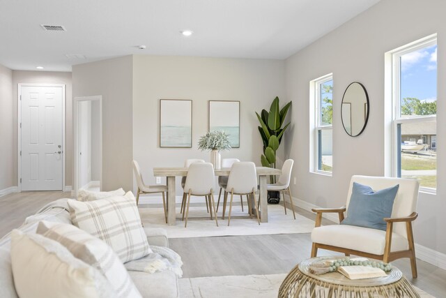 living room featuring light hardwood / wood-style floors