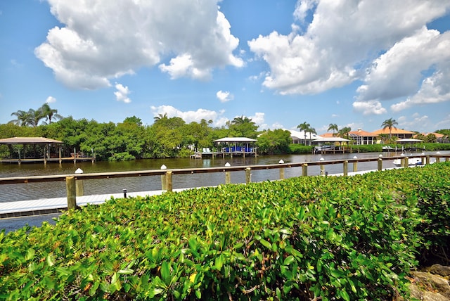 view of dock featuring a water view