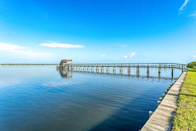 dock area with a water view