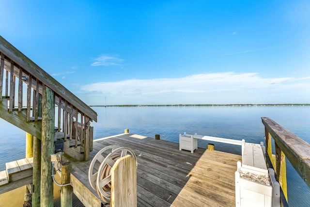 view of dock featuring a water view