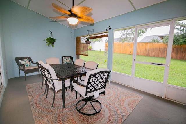 dining room with ceiling fan