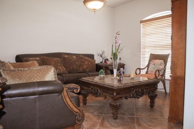 view of tiled living room