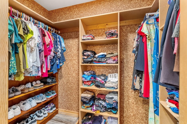 spacious closet featuring hardwood / wood-style floors