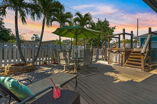 view of deck at dusk