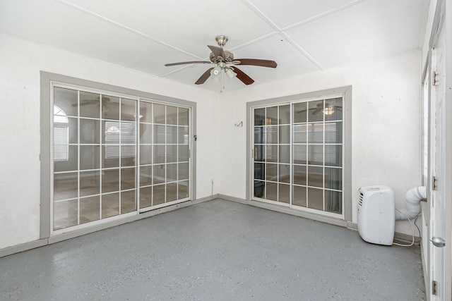 interior space featuring ceiling fan