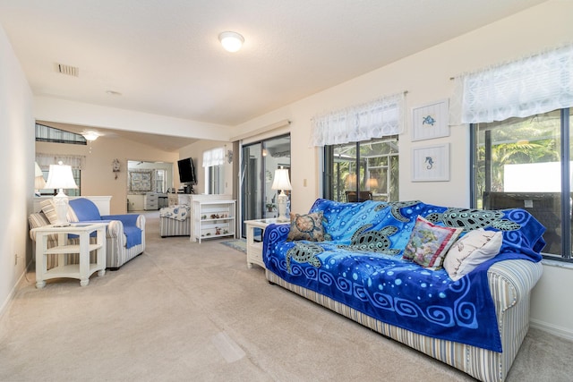 living room with carpet