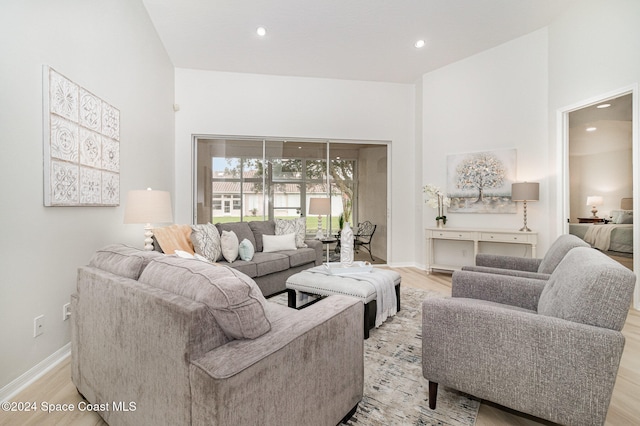 living room with light hardwood / wood-style floors