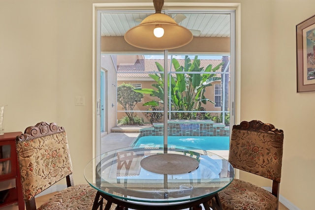 view of tiled dining room