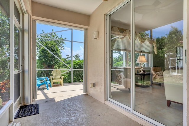 view of unfurnished sunroom