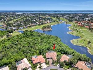 bird's eye view featuring a water view