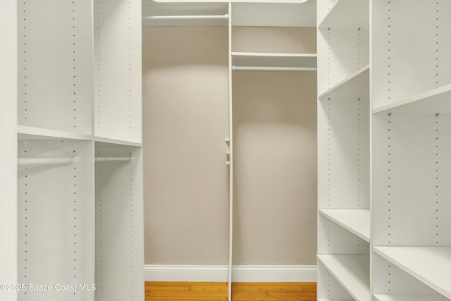 spacious closet with hardwood / wood-style floors