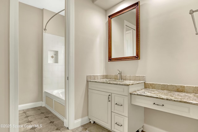 bathroom featuring vanity and shower / bathing tub combination