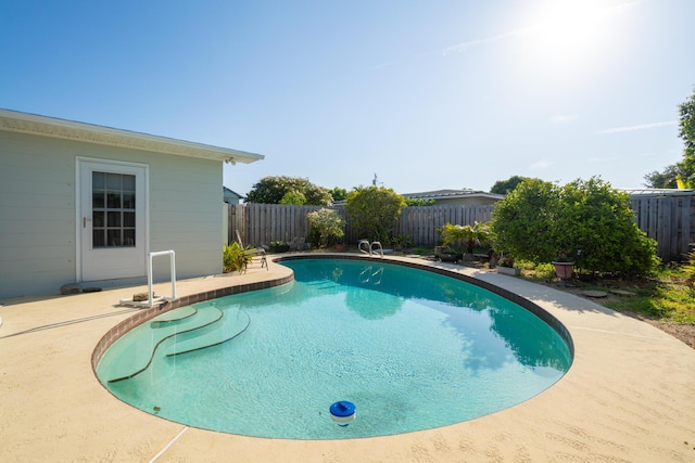 view of swimming pool with a patio