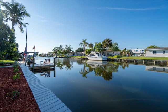 dock area with a water view