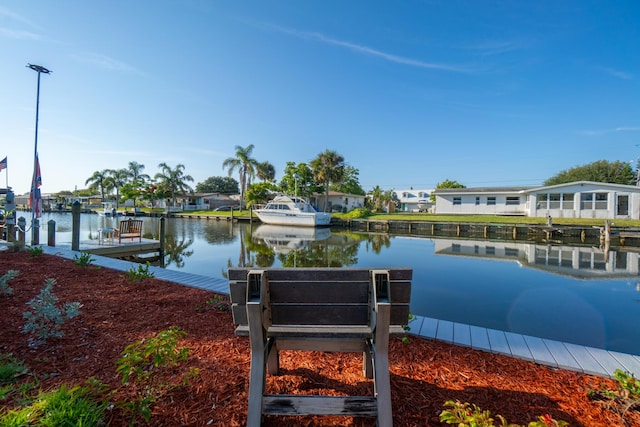 view of dock featuring a water view