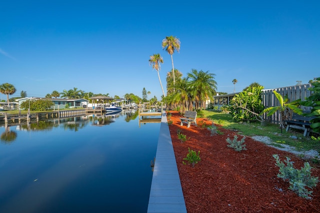 water view with a boat dock