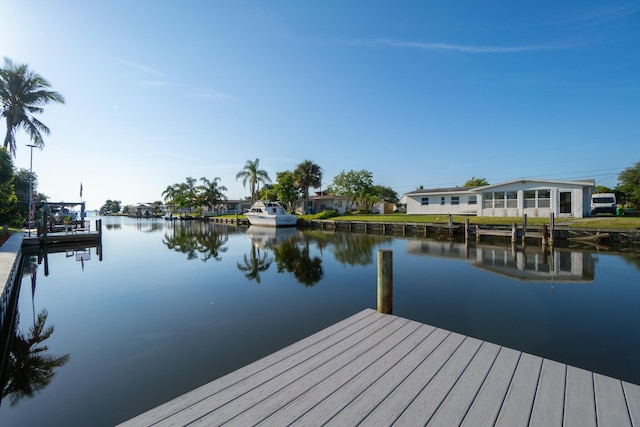 dock area with a water view