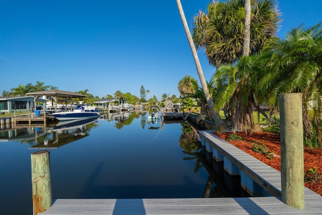 view of dock featuring a water view