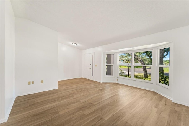 spare room with light hardwood / wood-style floors