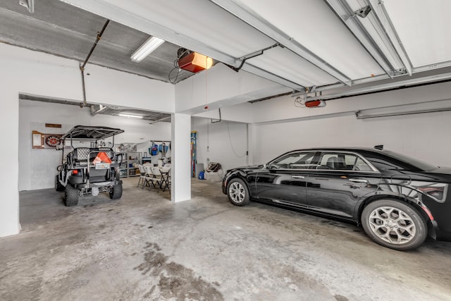 garage with a garage door opener