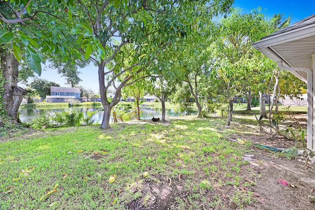 view of yard featuring a water view