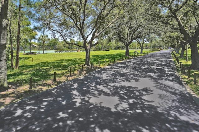 view of road featuring a water view