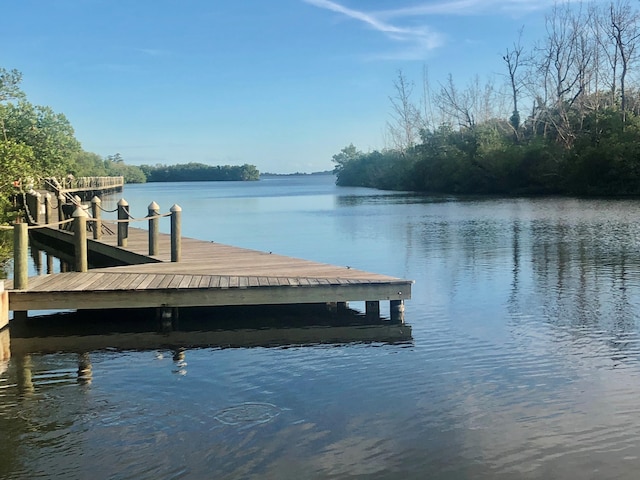 view of dock featuring a water view