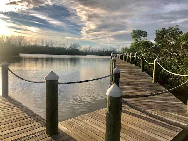 dock area featuring a water view