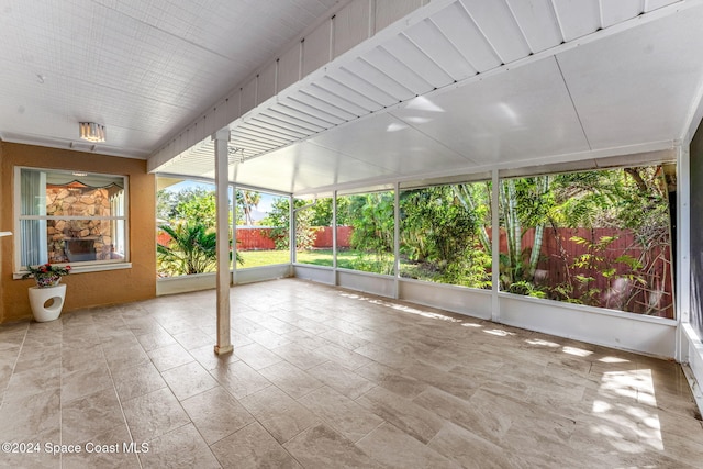 view of unfurnished sunroom