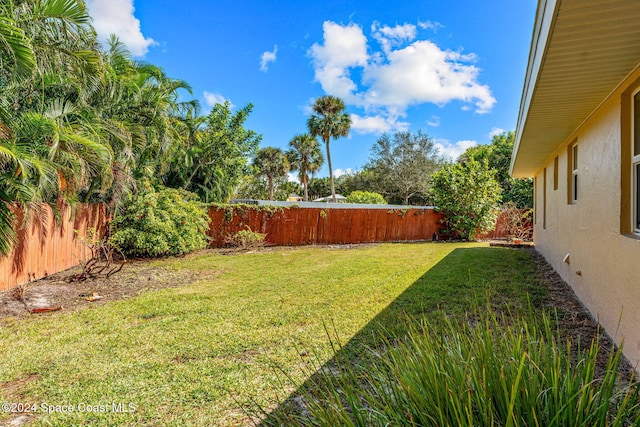 view of yard featuring a fenced backyard