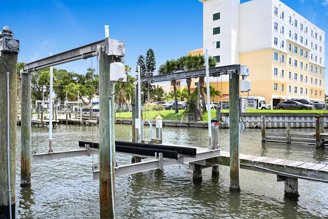 view of dock featuring a water view