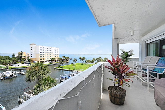 balcony with a water view