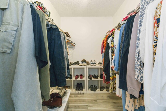 walk in closet featuring hardwood / wood-style floors