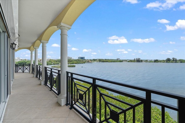 balcony with a water view