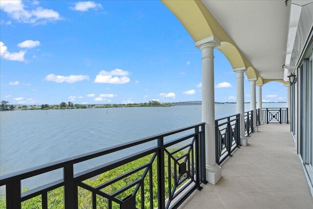 balcony with a water view