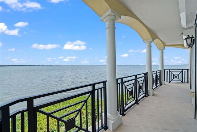 balcony with a water view