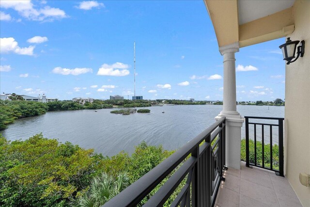 balcony with a water view