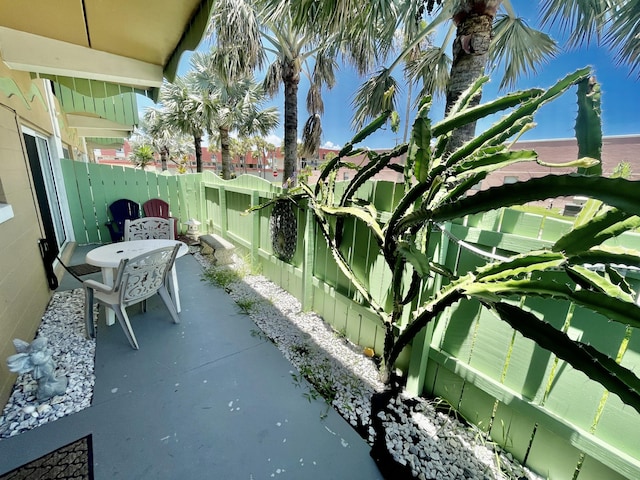 view of patio / terrace featuring a water view