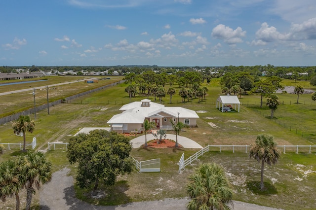 aerial view with a rural view