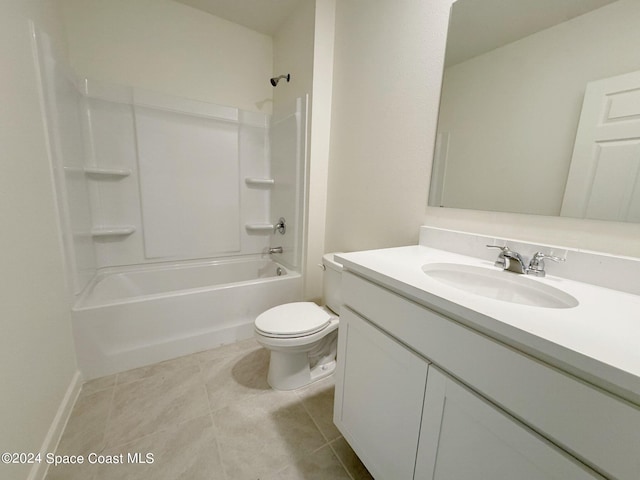 full bathroom featuring tile patterned floors, vanity, shower / bath combination, and toilet