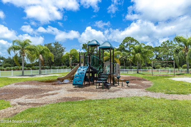 view of play area featuring a yard